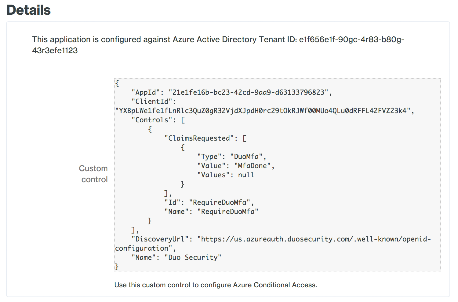 Duo Entra ID CA Application JSON