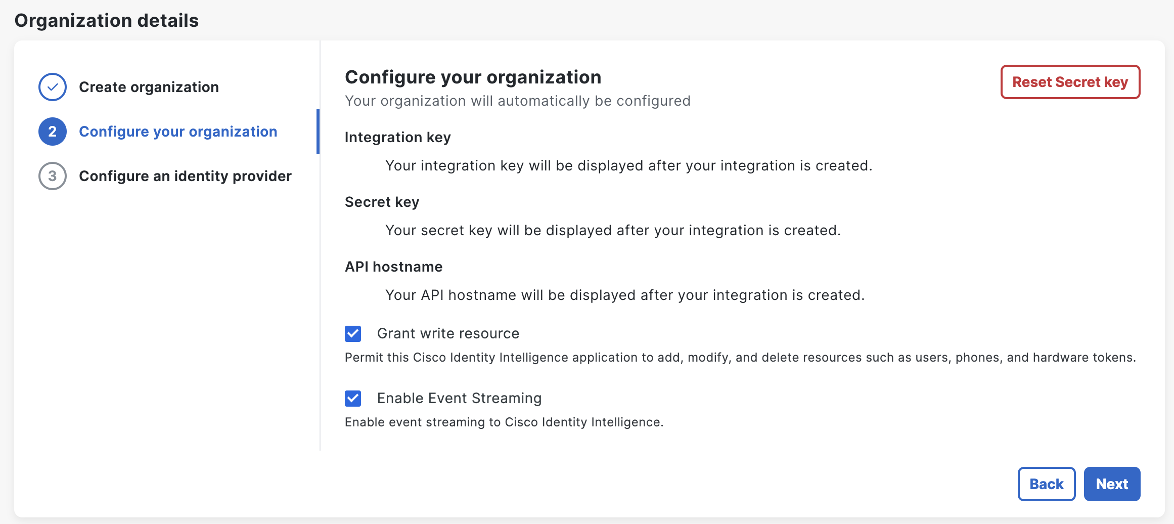 Configure Organization for Cisco Identity Intelligence Tenant