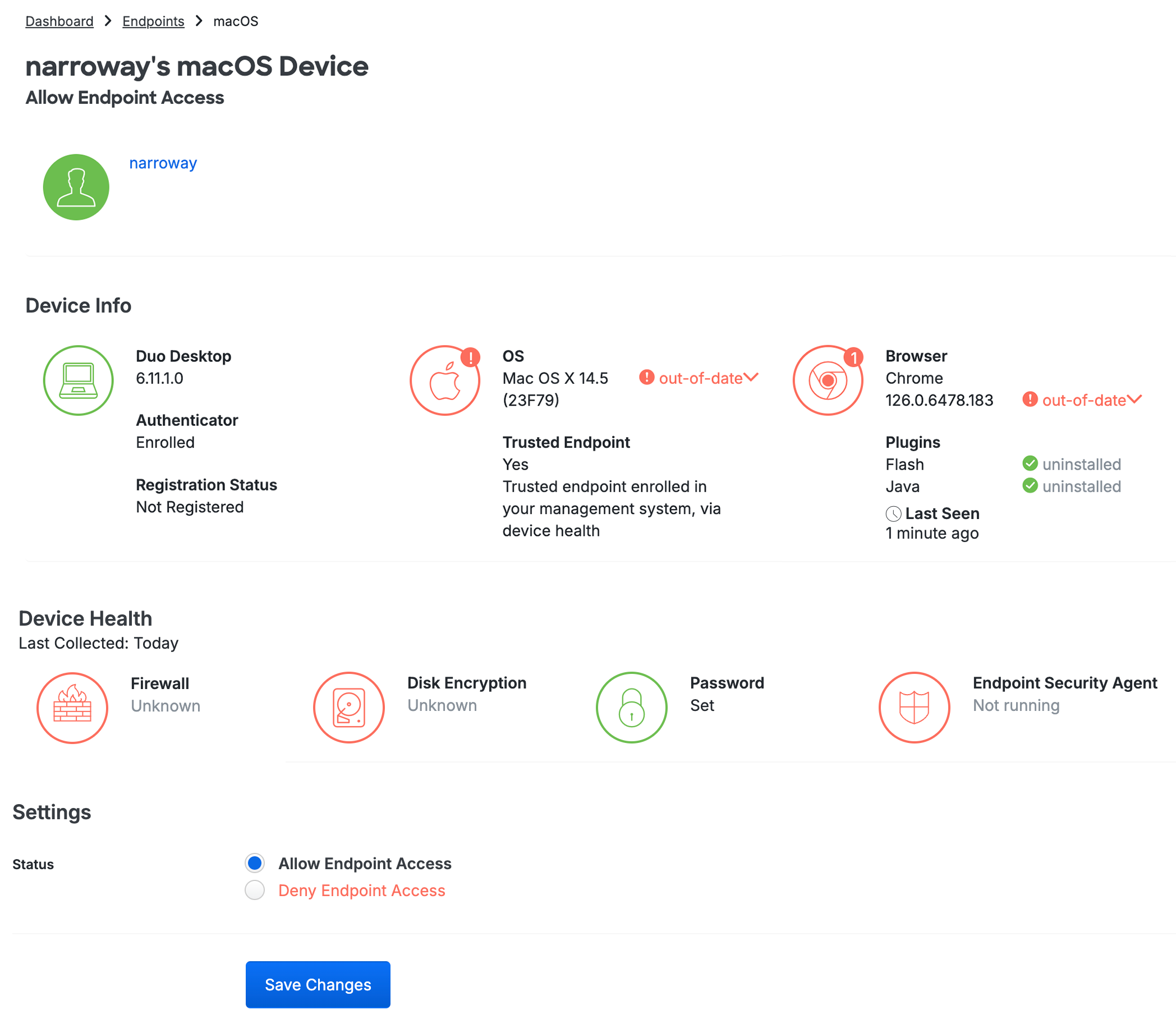 Endpoint Details With Alerts