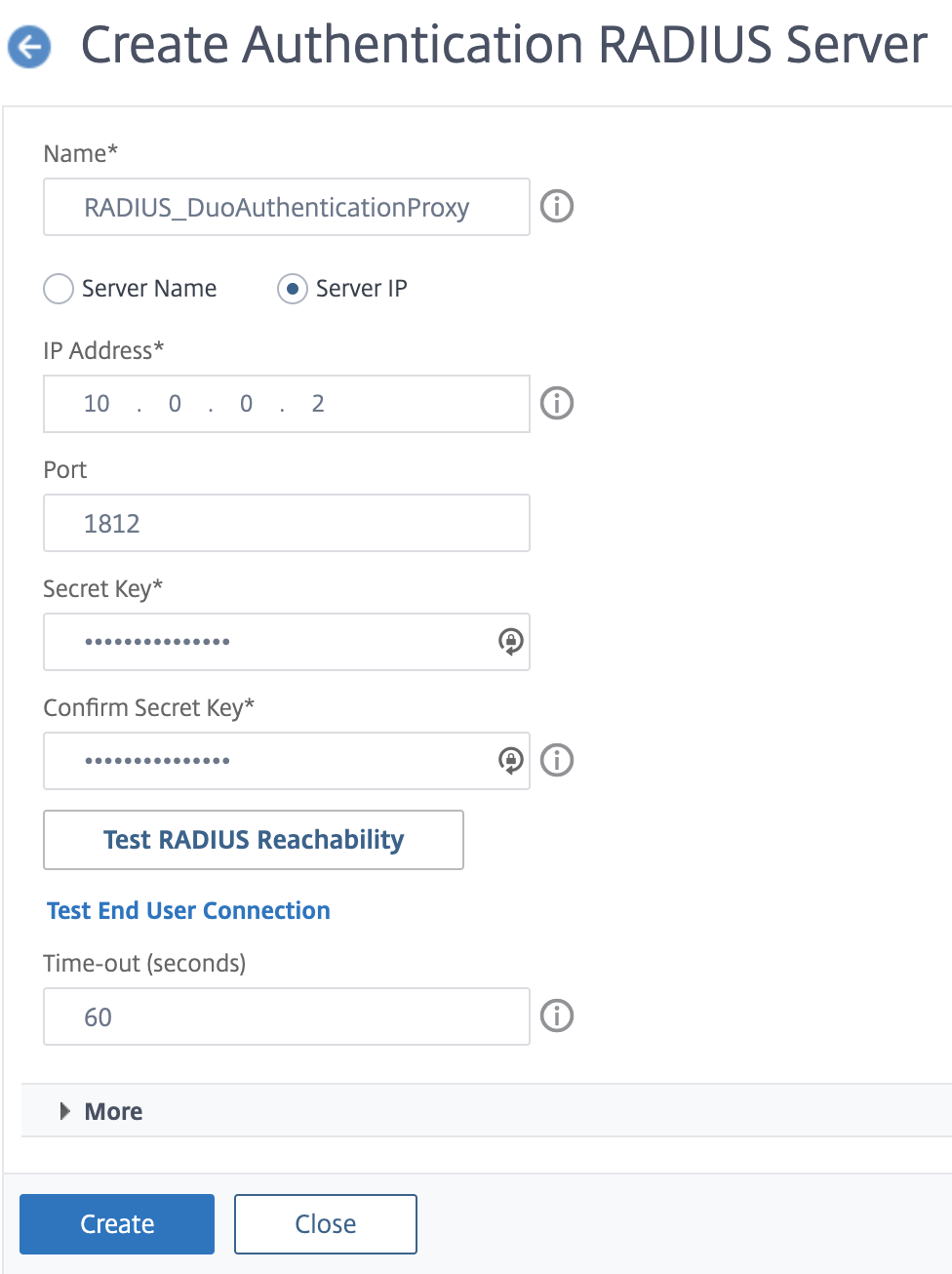 Add RADIUS server for RADIUS Action