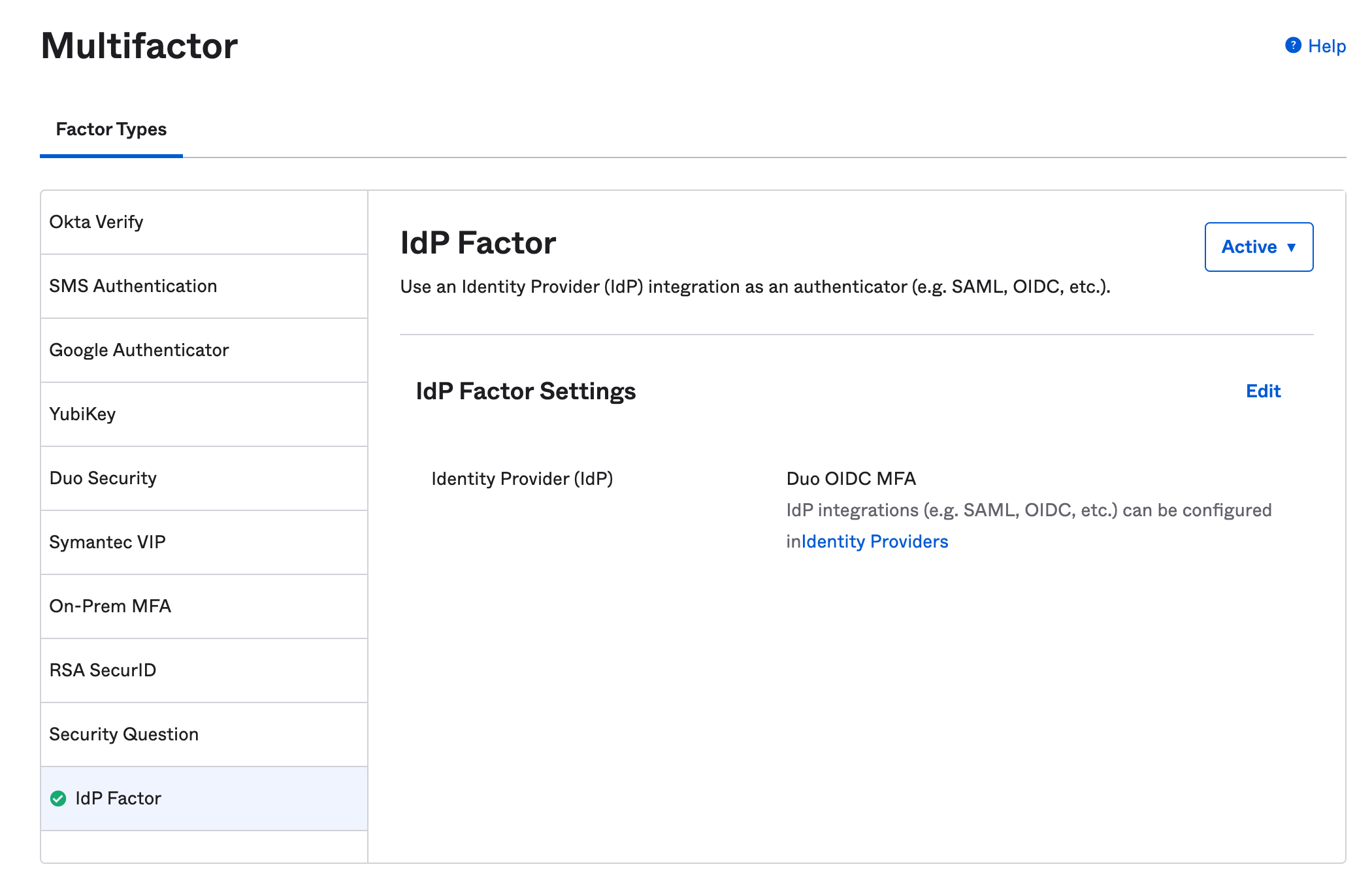 Okta IdP Duo OIDC Factor