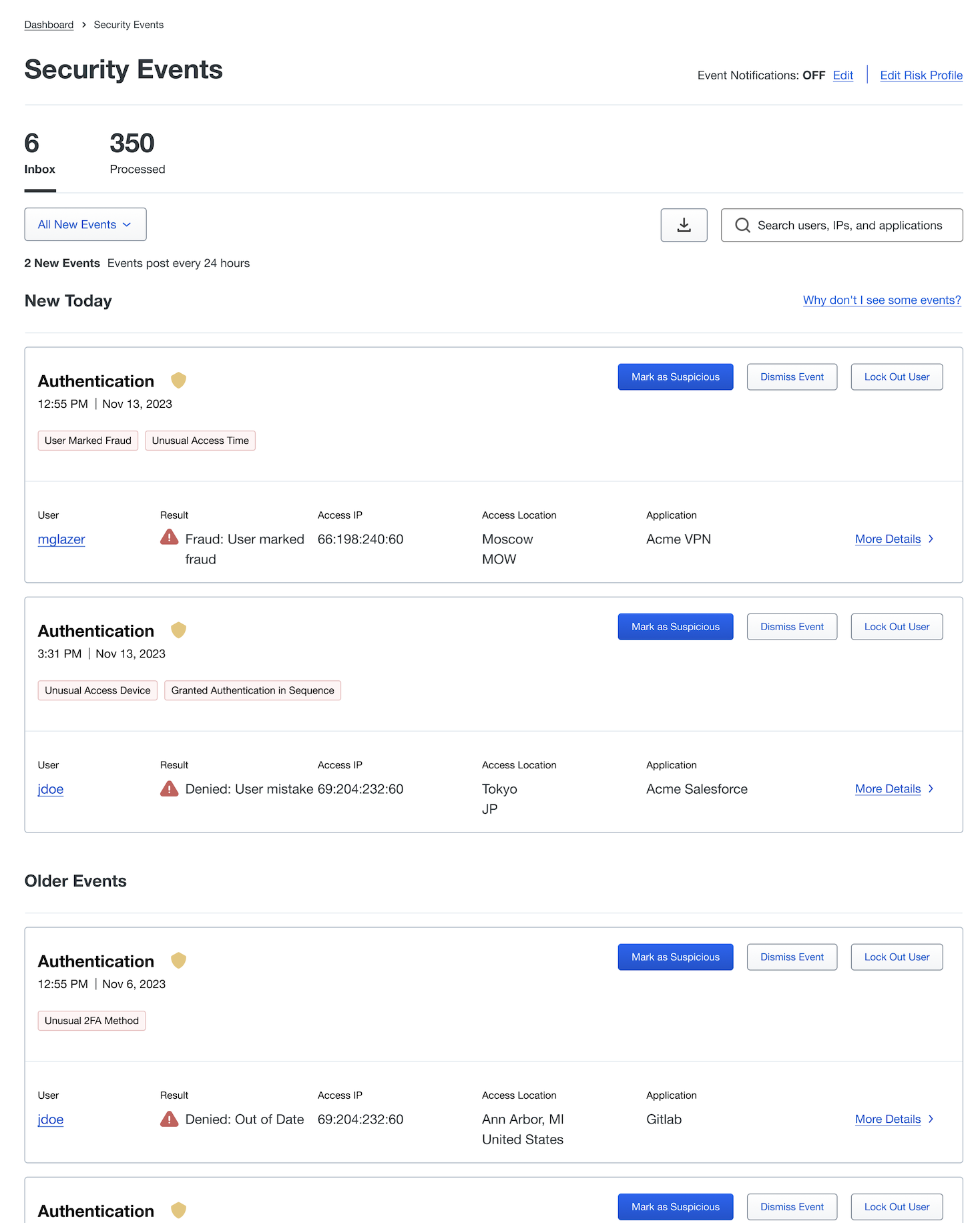 Security Events Dashboard