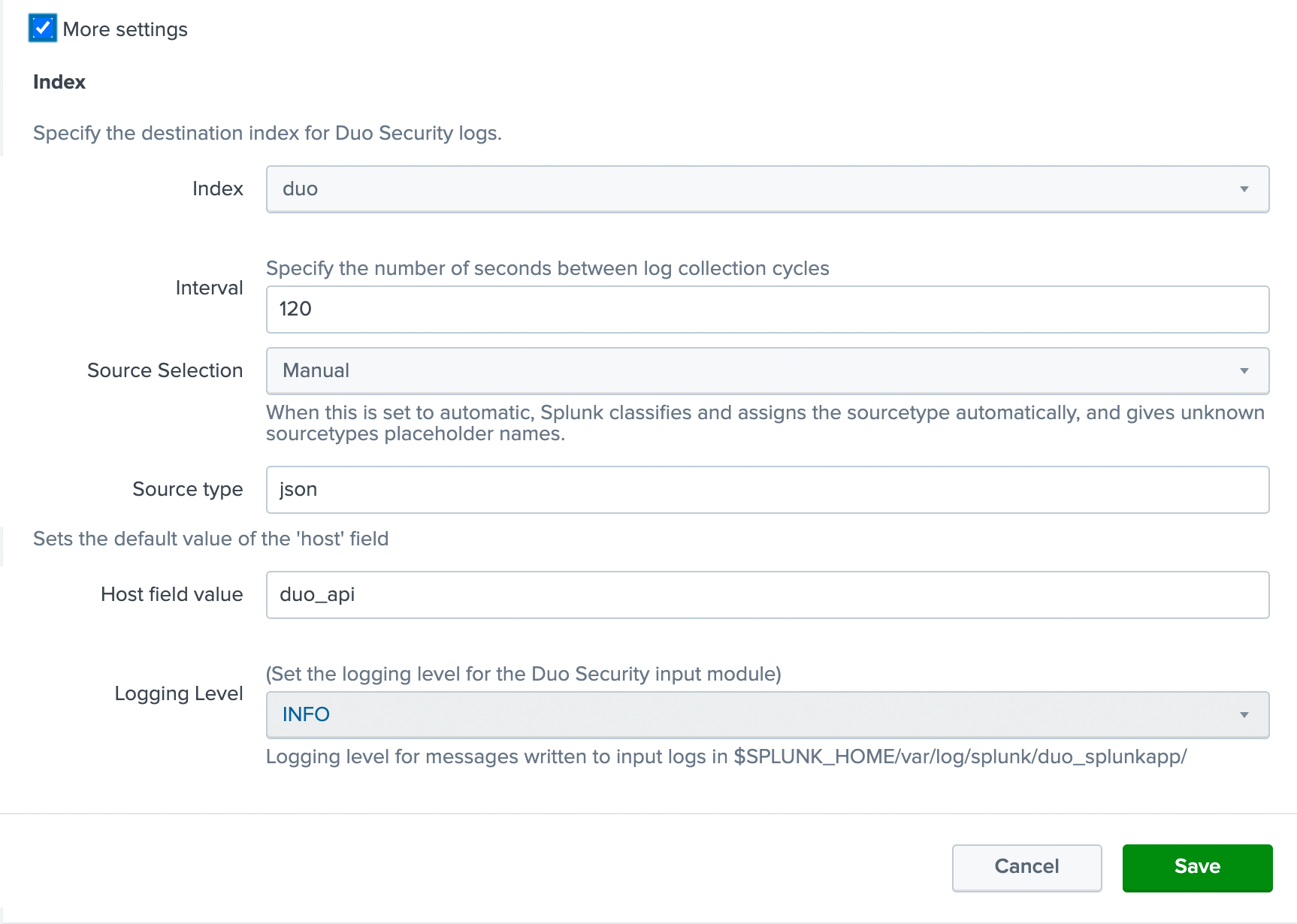 Update Duo Index Configuration