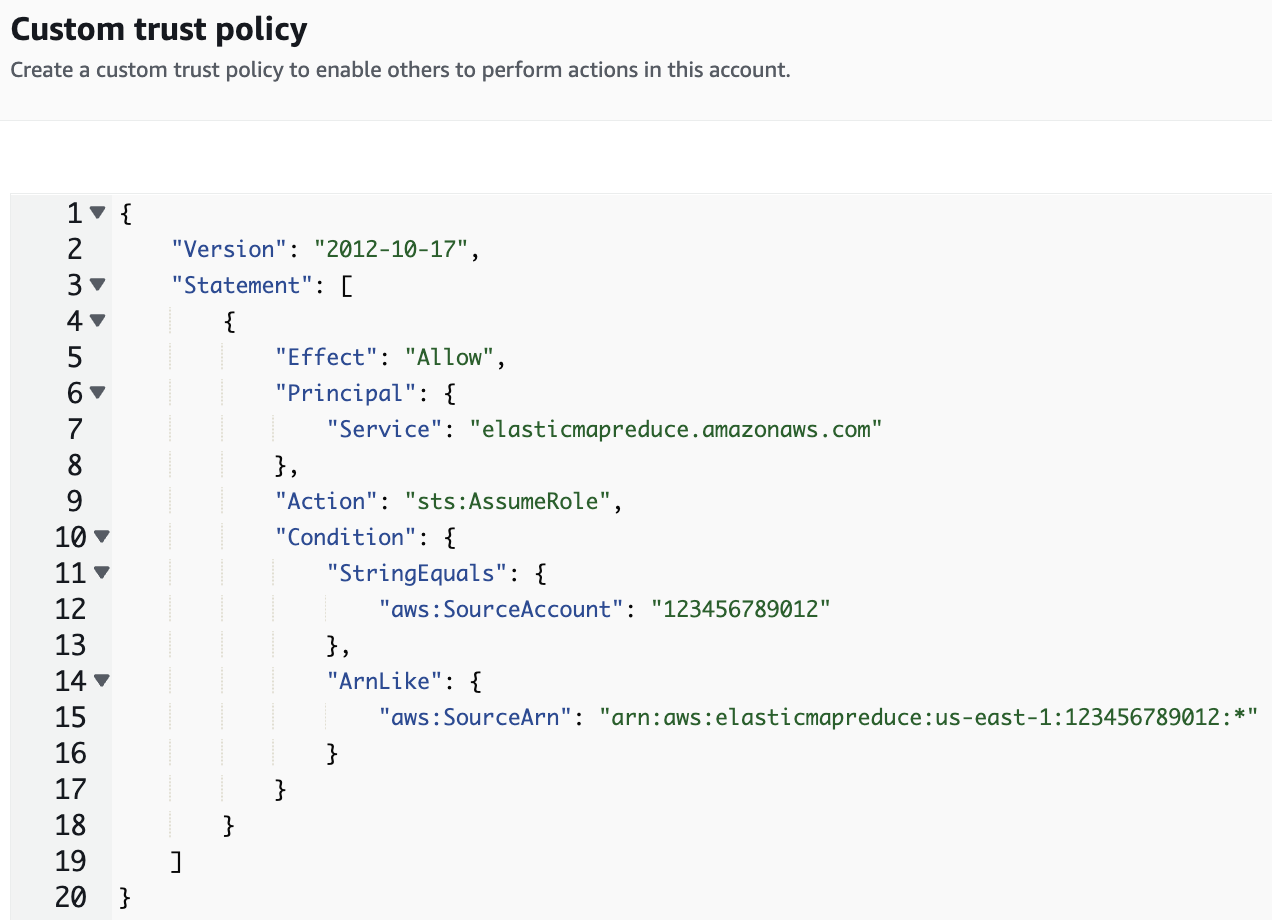 Amazon EMR Studio Custom Trust Policy Field