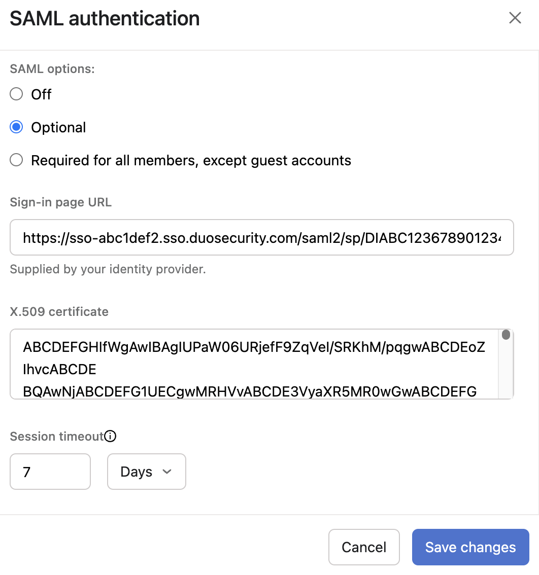 Asana SAML Authentication Window