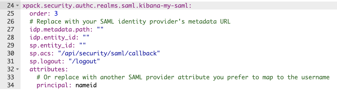 Elastic SAML Settings Template