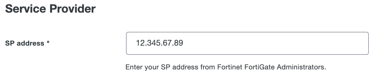 Duo Fortinet FortiGate Administrators SP Address Field