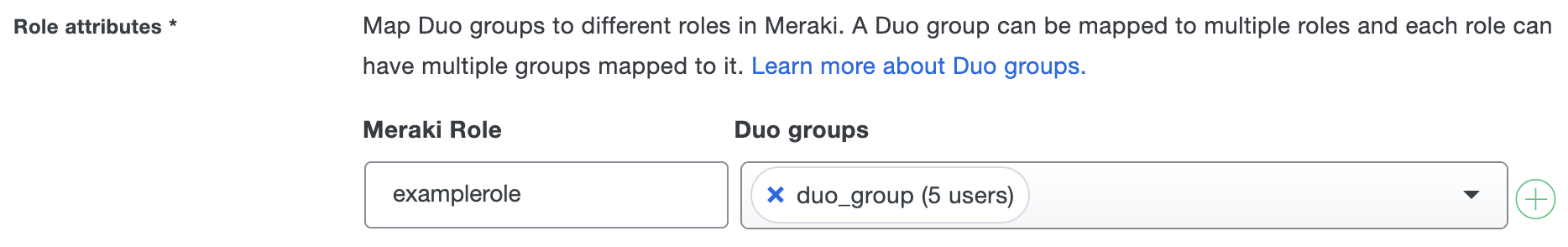 Duo Meraki Role Attributes Fields