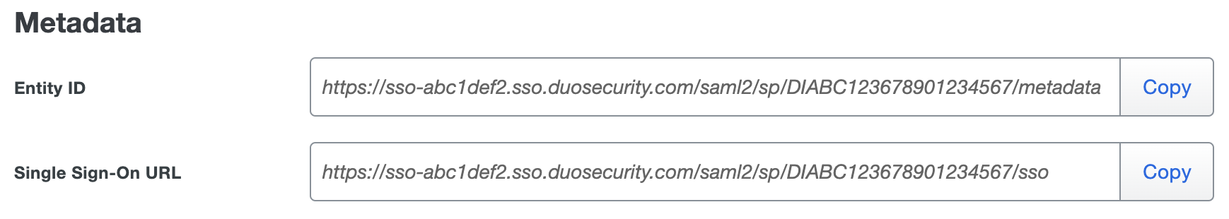 Duo Rapid7 Metadata URLs