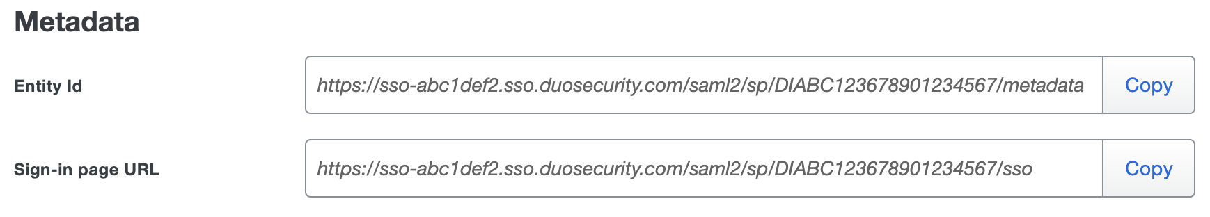 Duo Syncplicity Metadata URLs