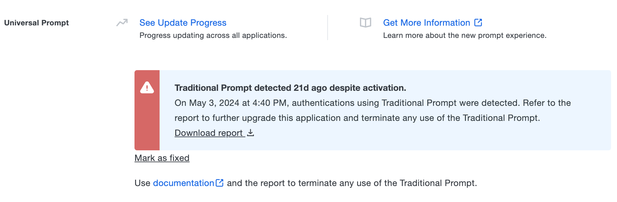 Universal Prompt Info - Traditional Prompt Use Detected